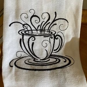 Kitchen Towel, Tea Towel, Coffee Theme Embroidered

704